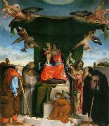 Lorenzo Lotto Thronende Madonna, Engel und Heilige Sweden oil painting artist